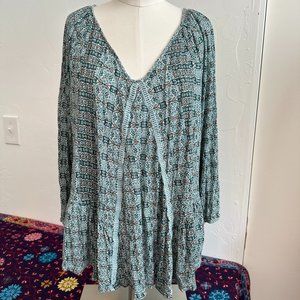 Vintage America Blues Long Sleeve Peasant Top [WM SZ M]